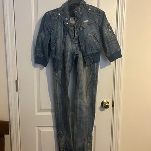 Dereon  size 5/6 denim pants  with  M crop jacket